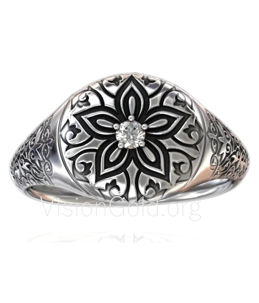 Floral Engraved Men Ring 0024