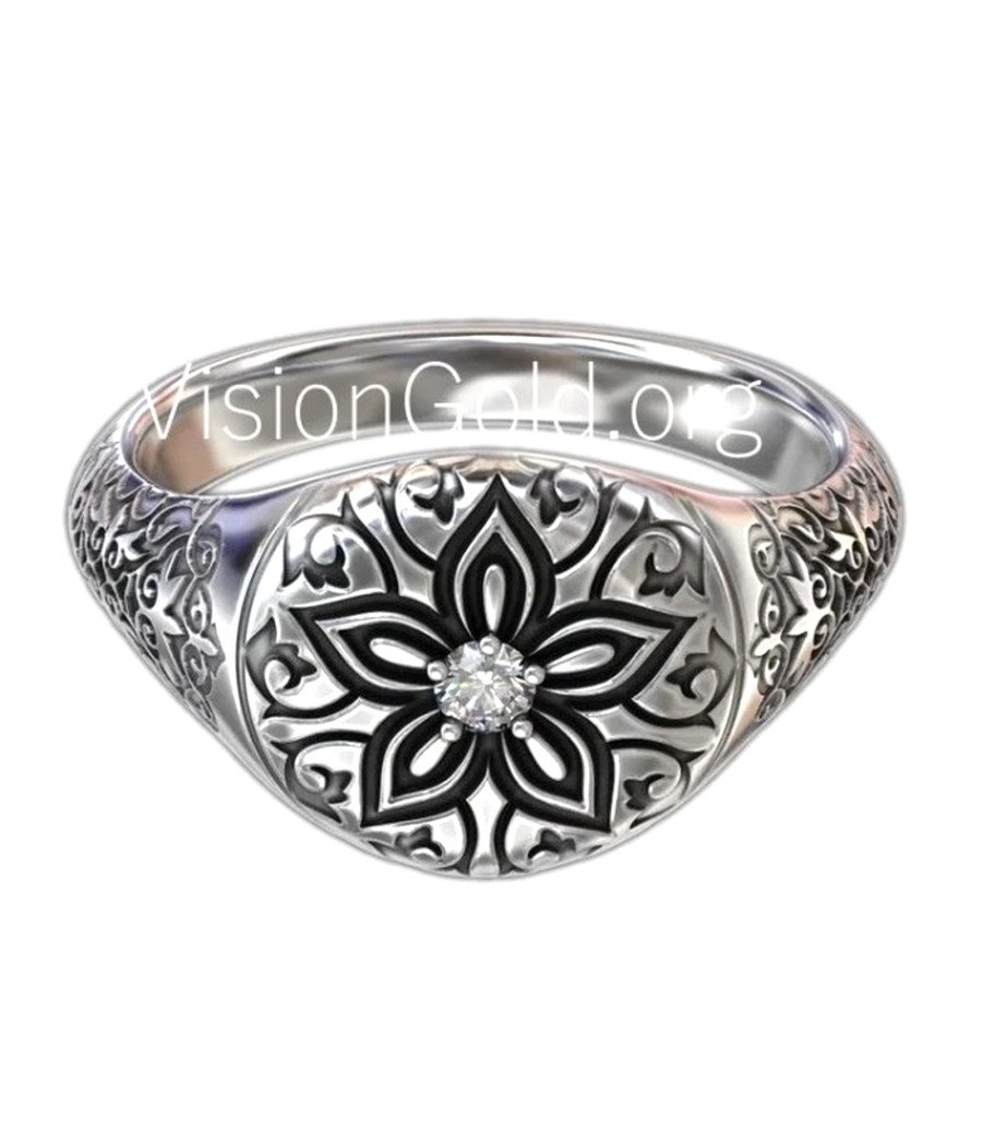 Floral Engraved Men Ring 0024