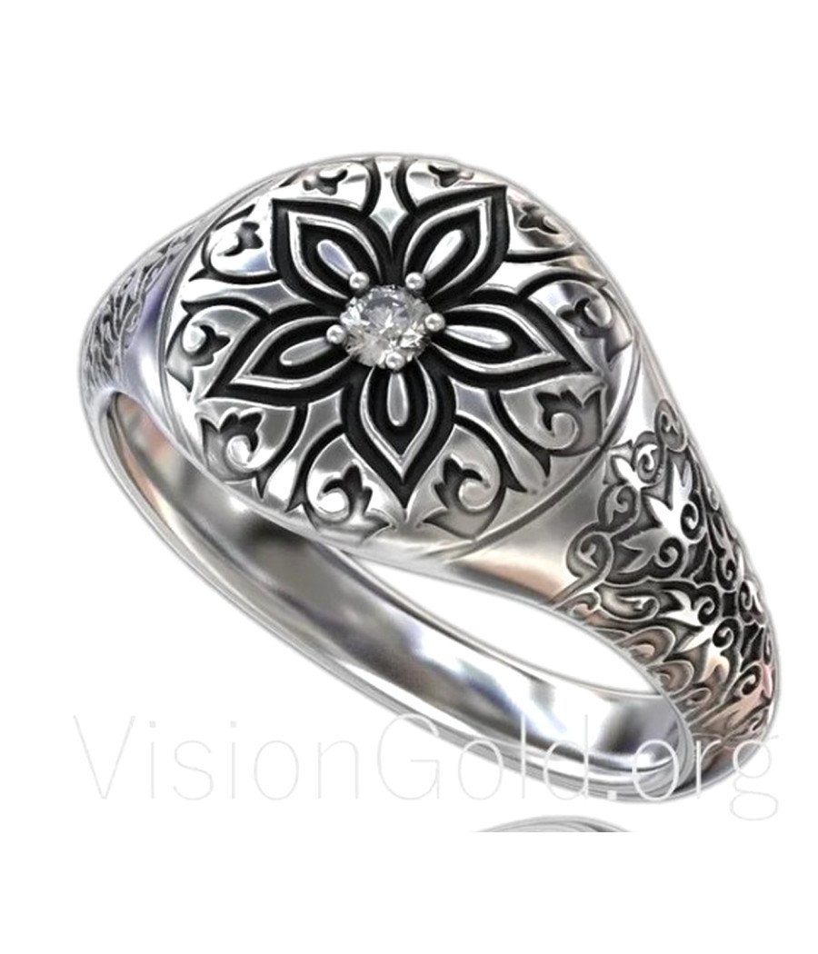 Floral Engraved Men Ring 0024