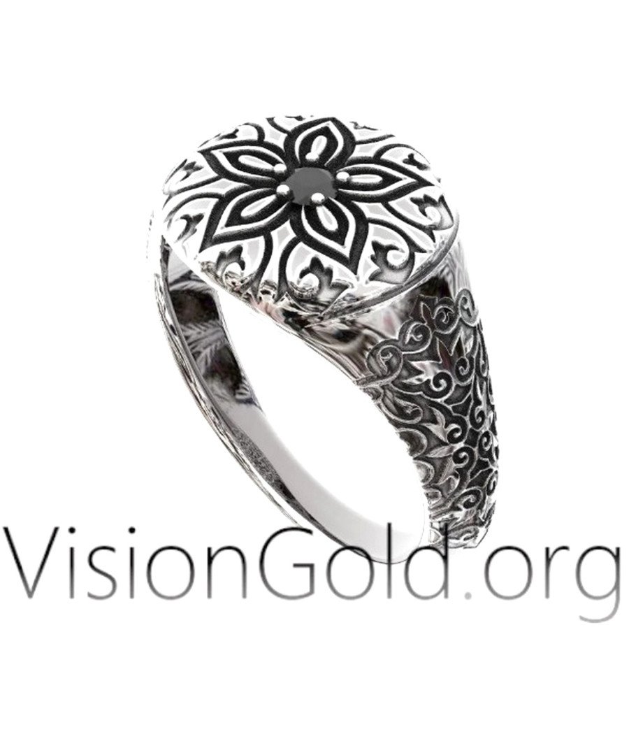 Floral Engraved Men Ring 0024