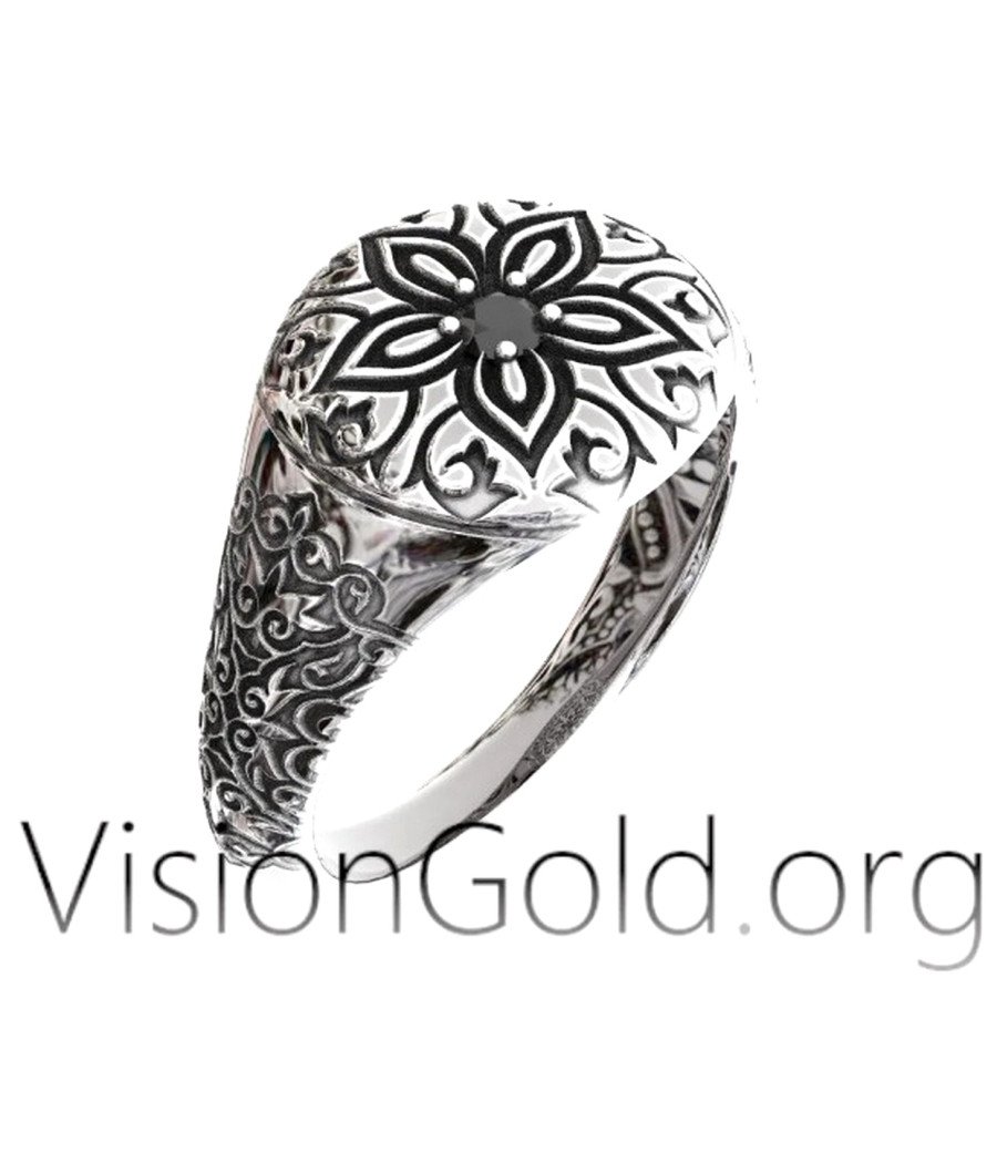 Floral Engraved Men Ring 0024