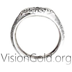 Floral Engraved Men Ring 0024