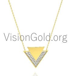 Ασημένιο 925 Κολιέ Τρίγωνο 0311