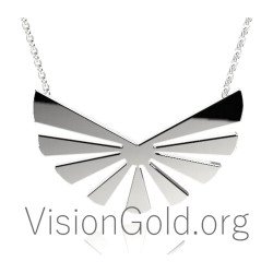 Γεωμετρικο Ασημένιο Κολιέ "Φτερά Αγγέλου" 0314