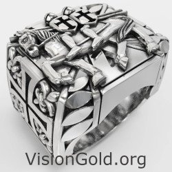 Cross Knights Templar Signet Ring 0900