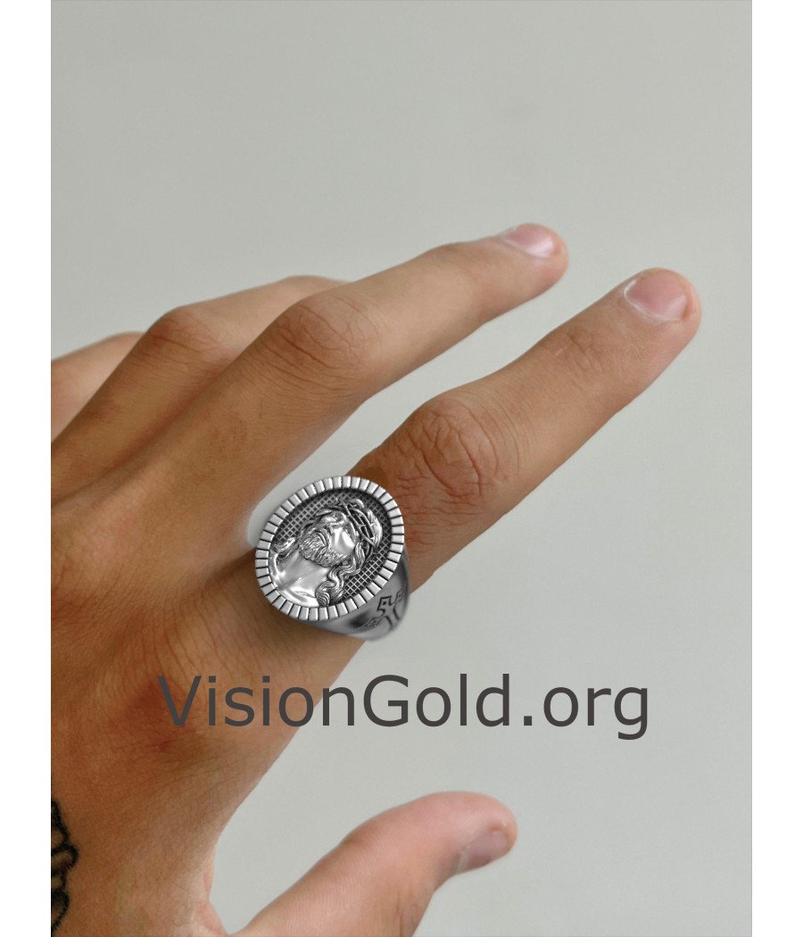 Jesus Oval Signet Christian Ring 0901