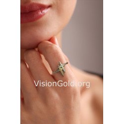 Dainty 14K Solid Gold Cross Ring 0267K