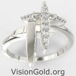 Double Cross Elegant Ring 0267L