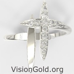 Double Cross Elegant Ring 0267L