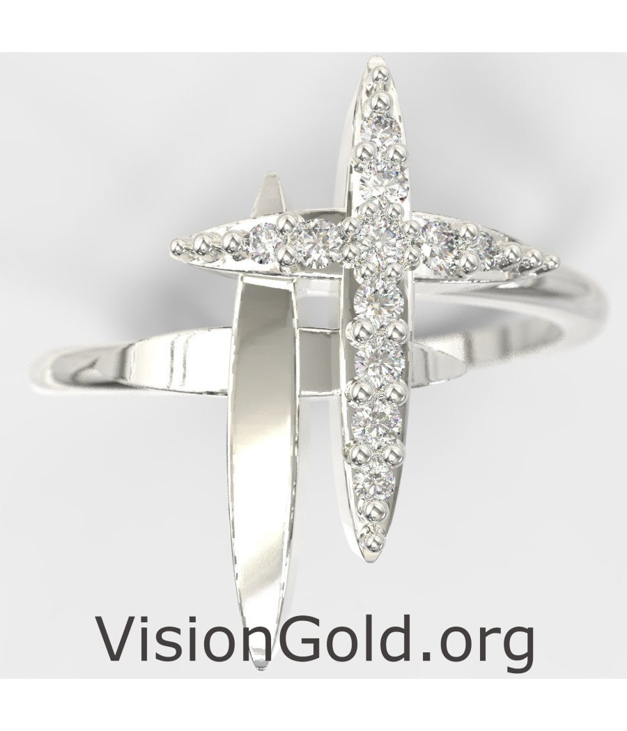 Double Cross Elegant Ring 0267L