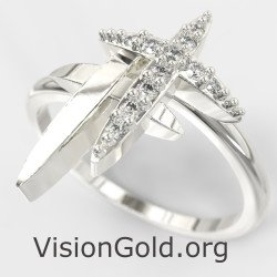 Double Cross Elegant Ring 0267L