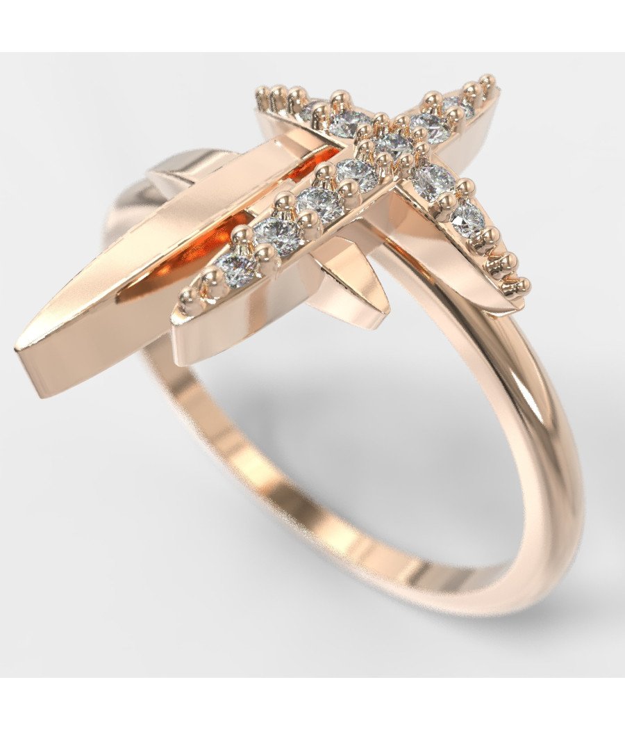 Minimalist Double Cross Rose Gold Ring 0267R