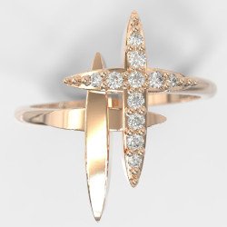 Minimalist Double Cross Rose Gold Ring 0267R