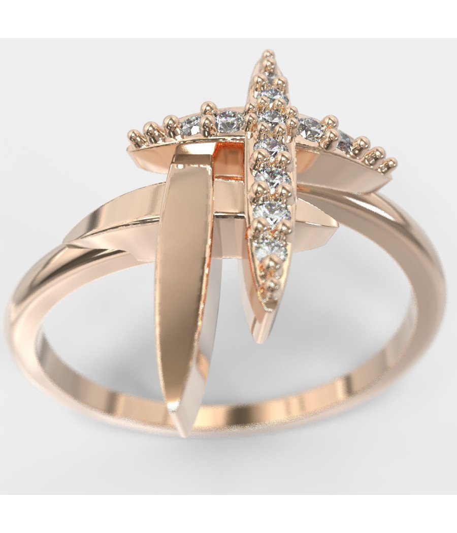 Minimalist Double Cross Rose Gold Ring 0267R