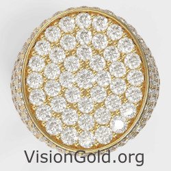 Round Pavé Chevalier In 925 Silver With White Zircons 1383K