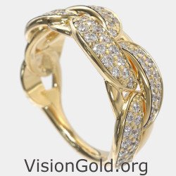 Χρυσό Δαχτυλίδι Αλυσίδα Κ14 Με Ζιργκόν 0001K