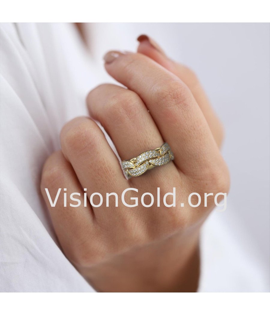 Χρυσό Δαχτυλίδι Αλυσίδα Κ14 Με Ζιργκόν 0001K