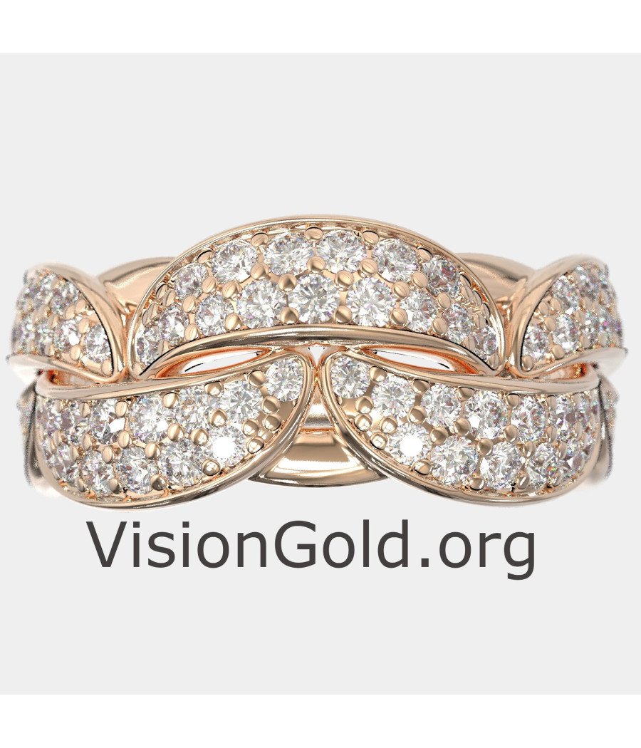 Rose Gold 14K Cuban Chain Ring 0001R