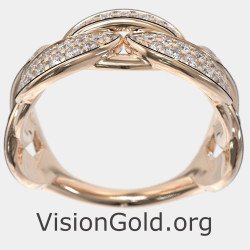 Rose Gold 14K Cuban Chain Ring 0001R