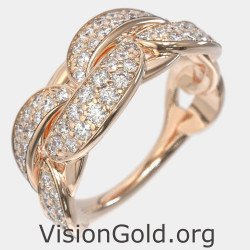 Rose Gold 14K Cuban Chain Ring 0001R