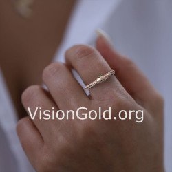 Women's Snake Ring in Rose Gold with Zircon 155R