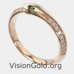 Anillo de mujer en forma de serpiente en oro rosa con circonita