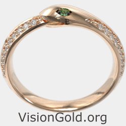 Women's Snake Ring in Rose Gold with Zircon 155R