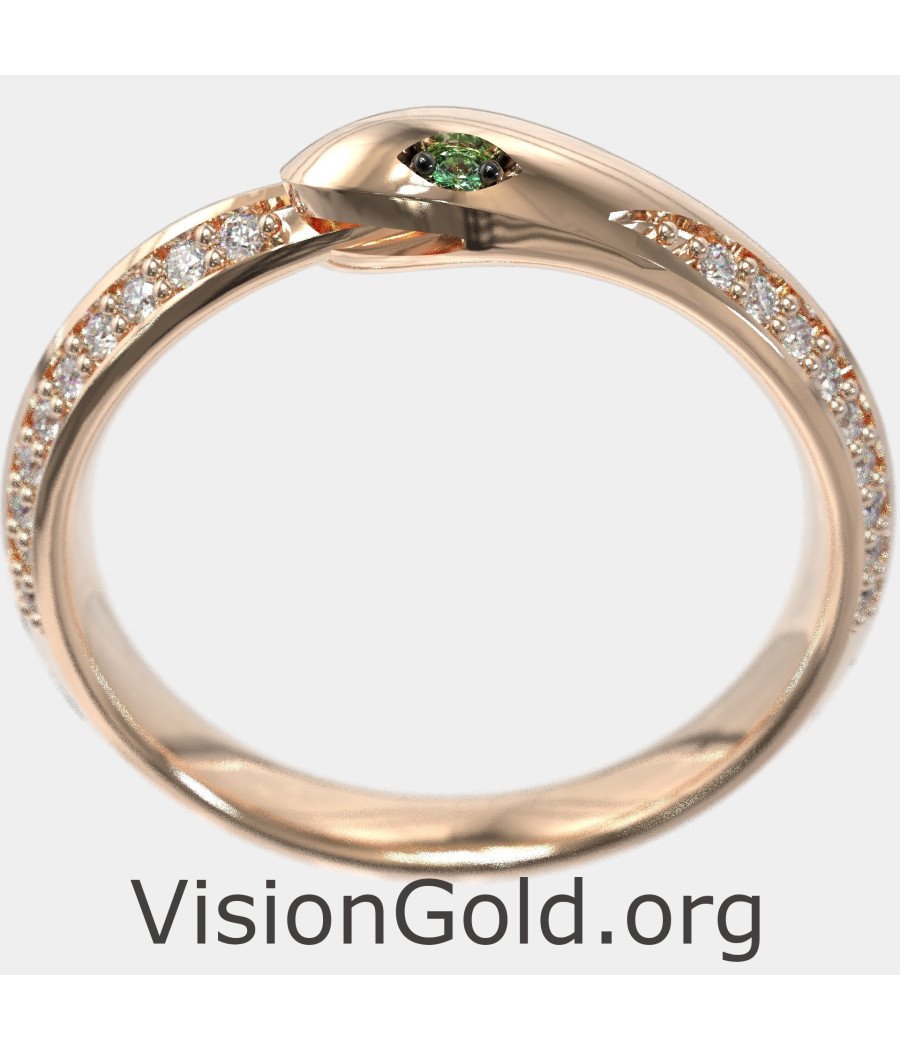 Women's Snake Ring in Rose Gold with Zircon 155R