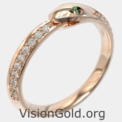 Women's Snake Ring in Rose Gold with Zircon 155R