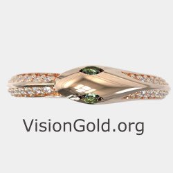 Women's Snake Ring in Rose Gold with Zircon 155R