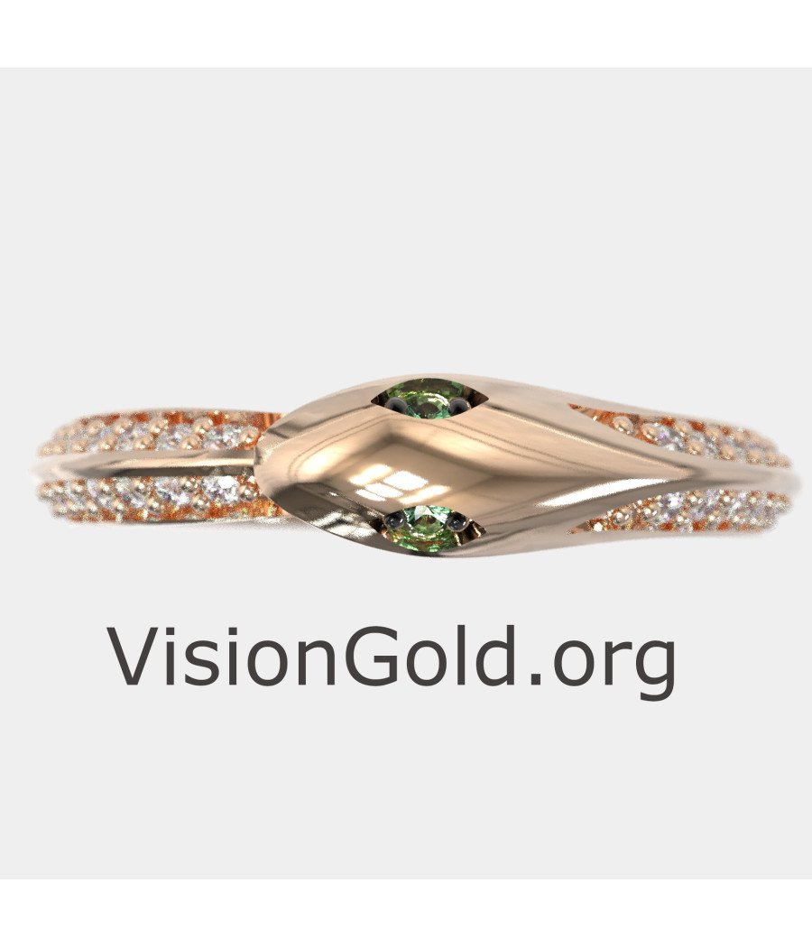 Women's Snake Ring in Rose Gold with Zircon 155R