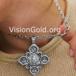 Elégant pendentif croix double face 0024