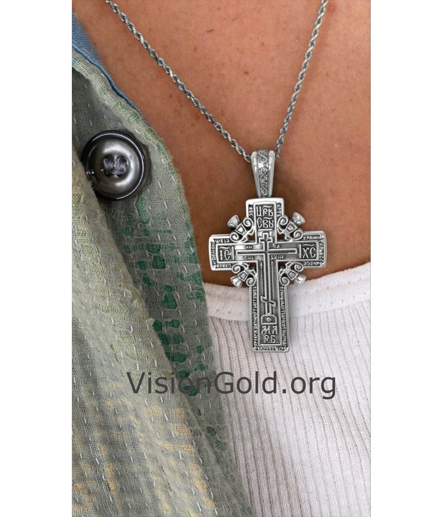 Christian Silver Cross Pendant Necklace 0021