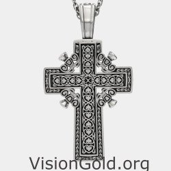 Christian Silver Cross Pendant Necklace 0021