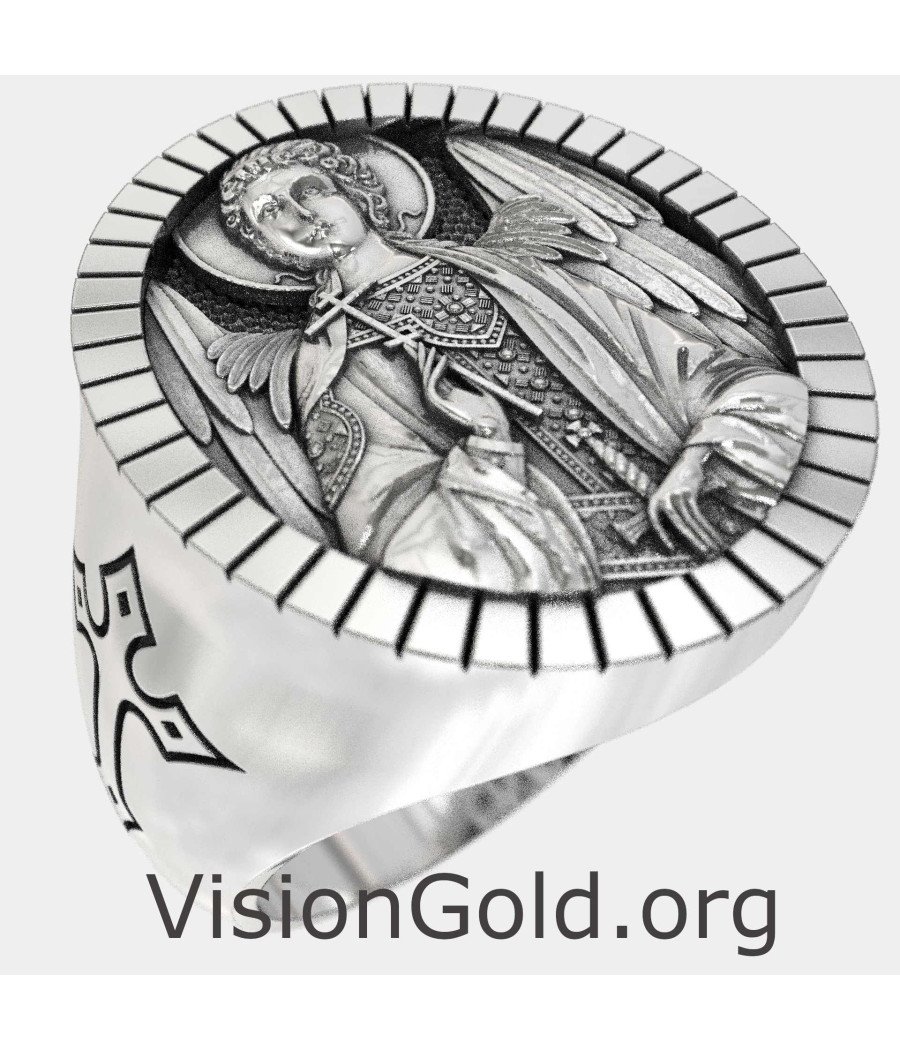 Handmade Archangel Michael Signet Ring 0905