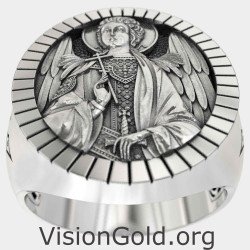 Handmade Archangel Michael Signet Ring 0905