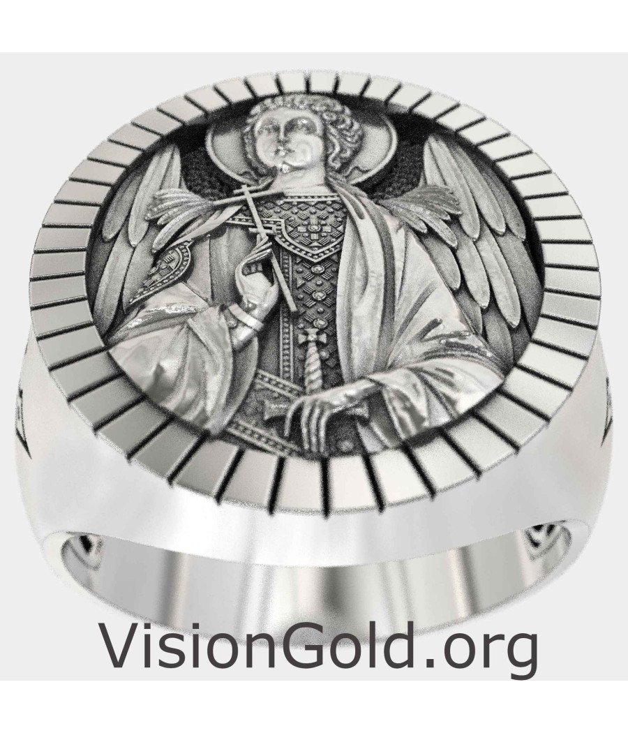 Handmade Archangel Michael Signet Ring 0905