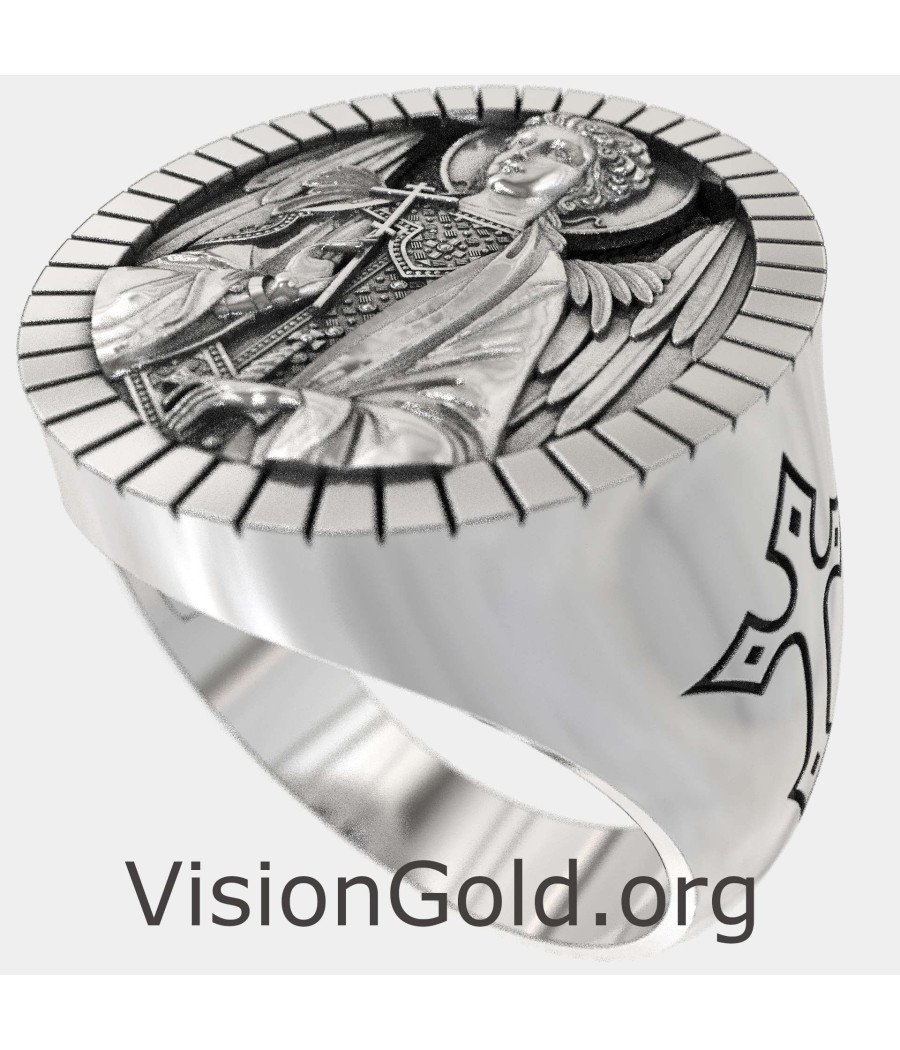 Handmade Archangel Michael Signet Ring 0905