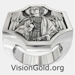 Bague chrétienne St. Michael - Cadeau pour hommes religieux 0904