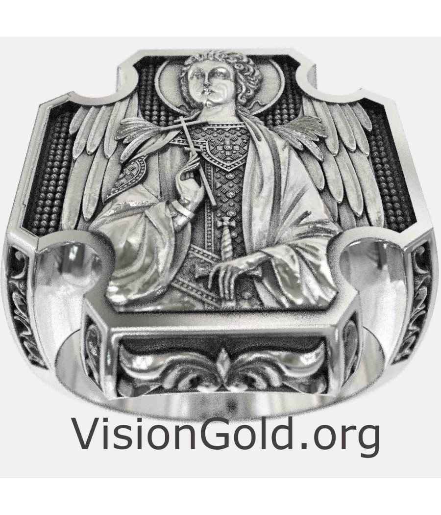 Archangel Saint Michael Cross Signet Ring 0902