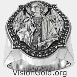 Mens Christian Catholic Archangel Michael Ring 0906