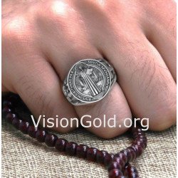 Catholic St Benedict Signet Ring 0907