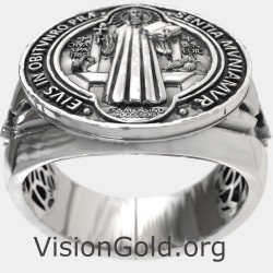 Catholic St Benedict Signet Ring 0907
