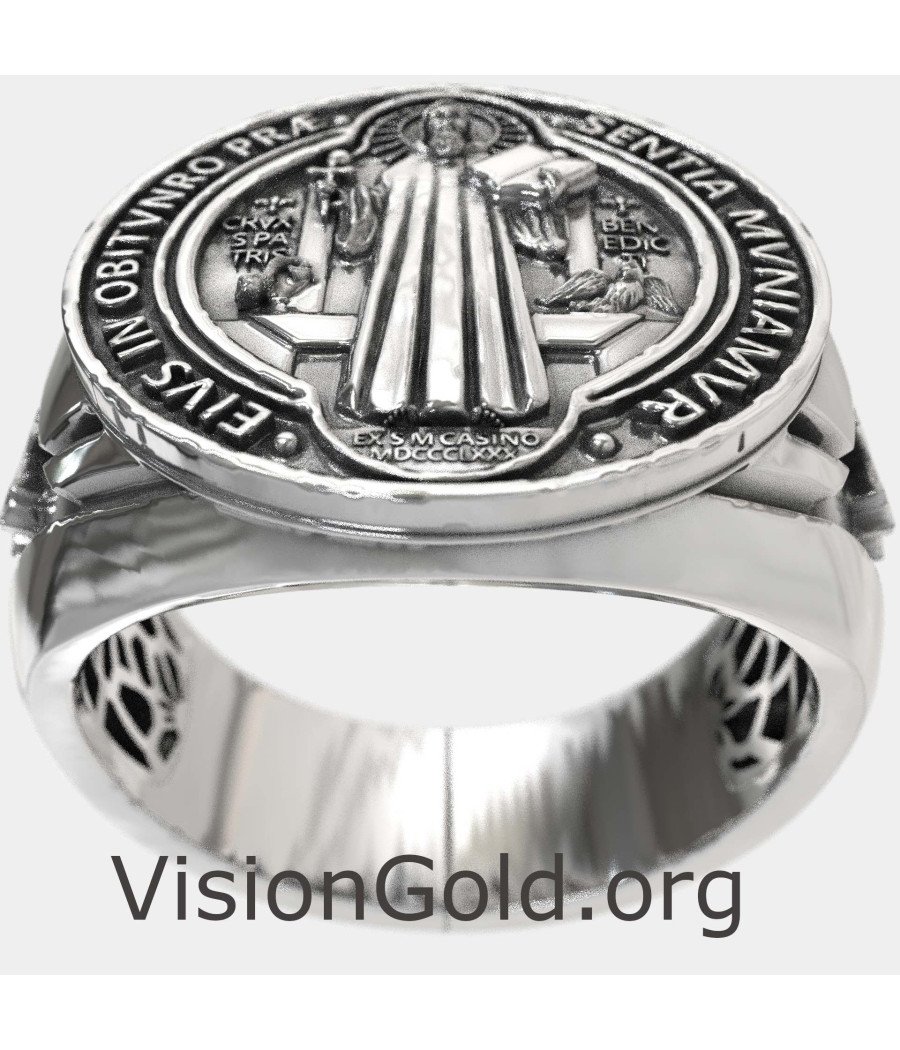 Catholic St Benedict Signet Ring 0907