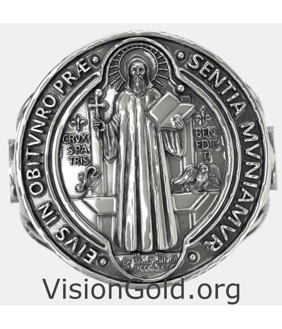 Catholic St Benedict Signet Ring 0907