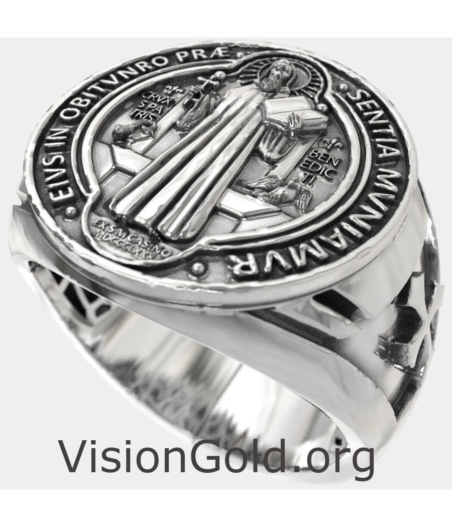 Catholic St Benedict Signet Ring 0907