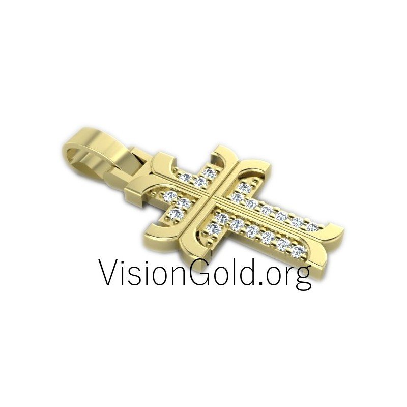 Σταυρός κλασικός γυναικείος με ζιργκόν