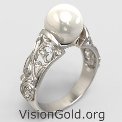 Кольцо Whitegold 14k с цветочным жемчугом 1276L