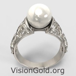 Кольцо Whitegold 14k с цветочным жемчугом 1276L