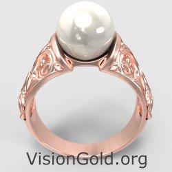 Bague fleurie en perles or rose 14K 1276R